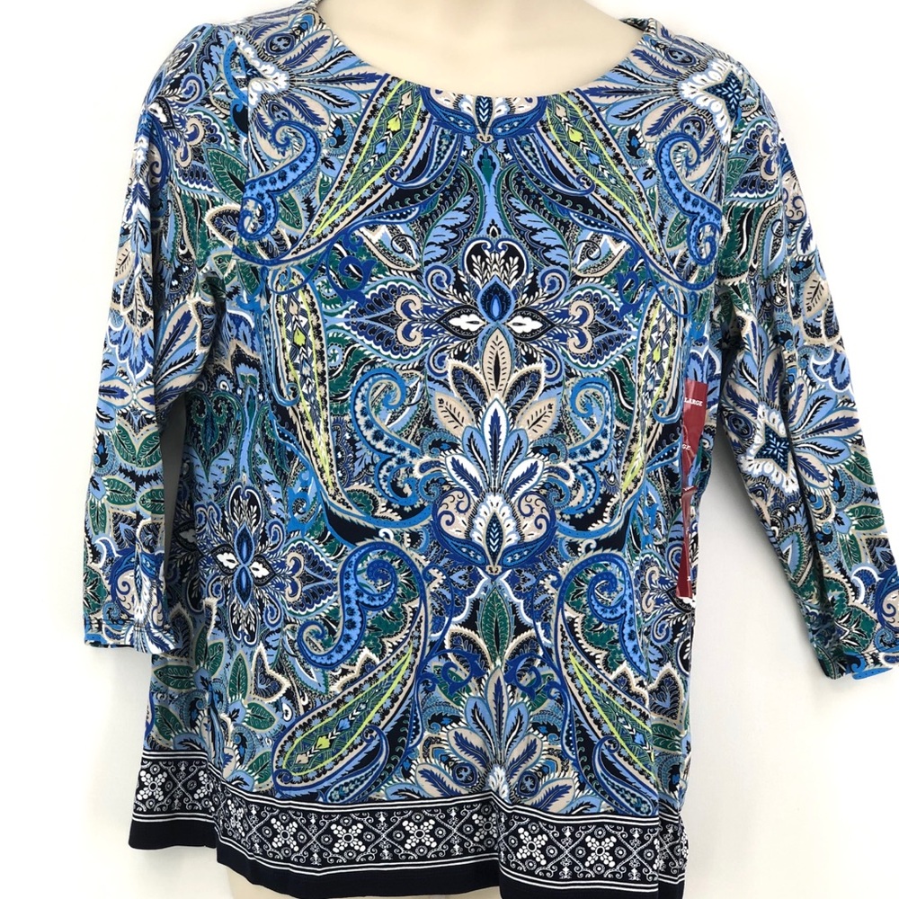 Rafaella Navy Multi Long Sleeve Top XL
